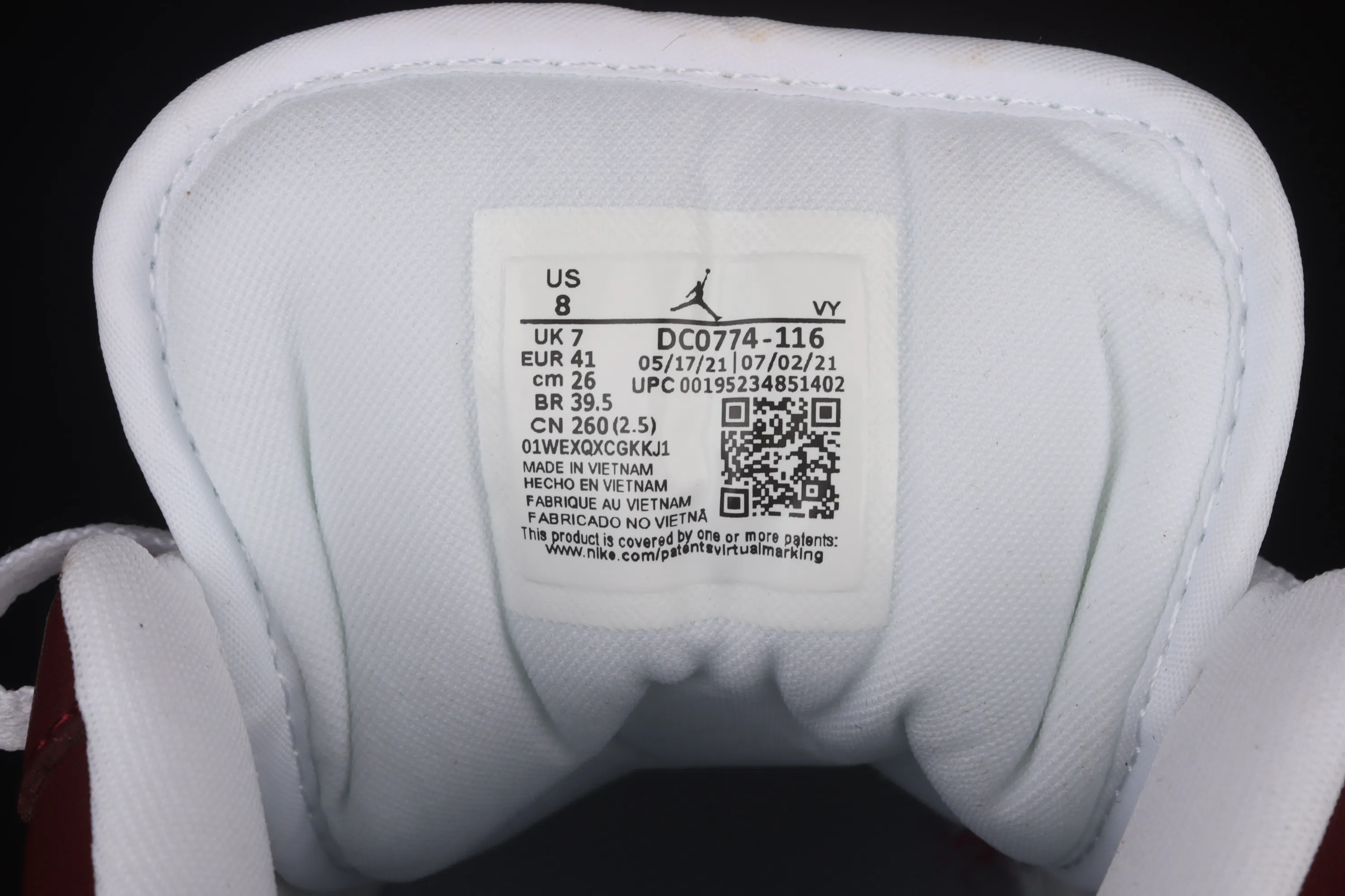 All categories Air Jordan Jordan series basketball shoes Air Jordan 1 Low Air Jordan 1 Low AJ1 Joe 1 wine red and white low-top basketball shoes DC0774-116